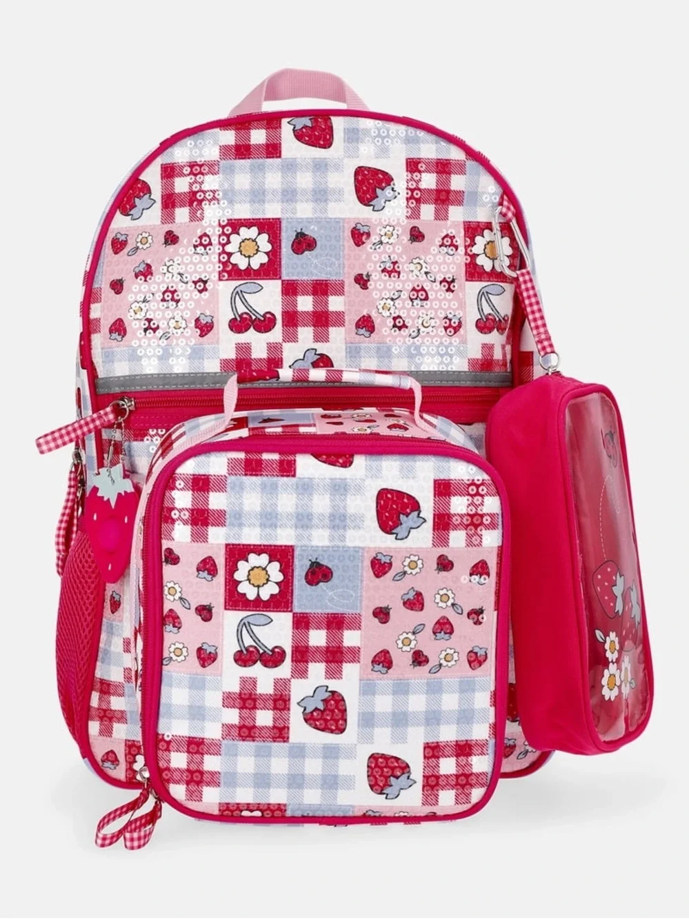 Pink Strawberry Patch Kids Backpack Set W